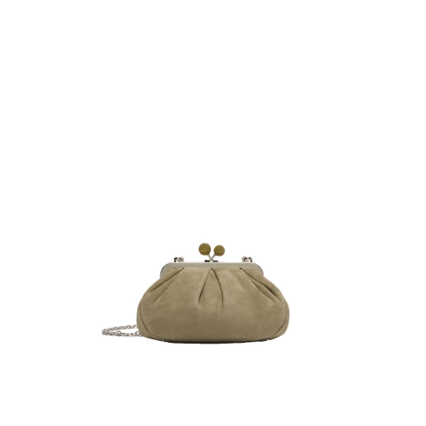 Max Mara Valois Small Suede Pasticcino Bag in Sage Green | Clutch Bags | Coveti