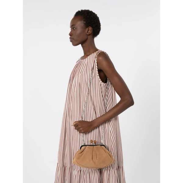 Max Mara Valois Small Suede Pasticcino Bag in Sand | Clutch Bags | Coveti