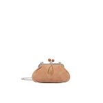 Max Mara Valois Small Suede Pasticcino Bag in Sand | Clutch Bags | Coveti