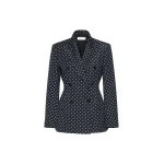 Max Mara Valvola Double-Breasted Polka Dot Jersey Blazer in Ultramarine | Blazers | Coveti