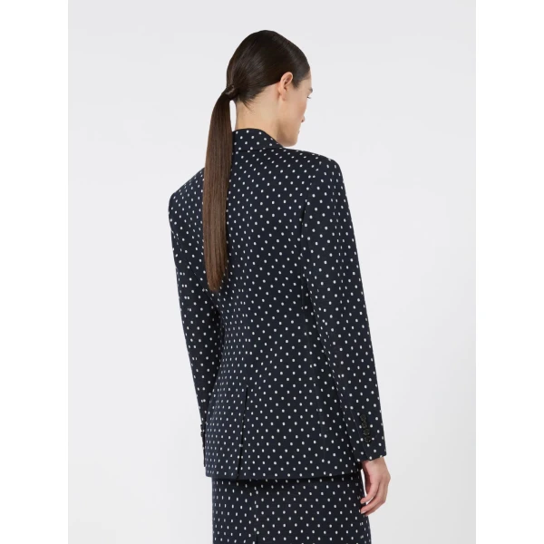 Max Mara Valvola Double-Breasted Polka Dot Jersey Blazer in Ultramarine | Blazers | Coveti