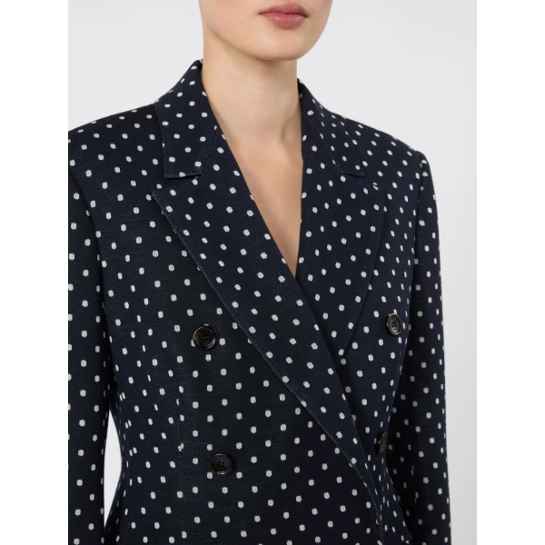 Max Mara Valvola Double-Breasted Polka Dot Jersey Blazer in Ultramarine | Blazers | Coveti