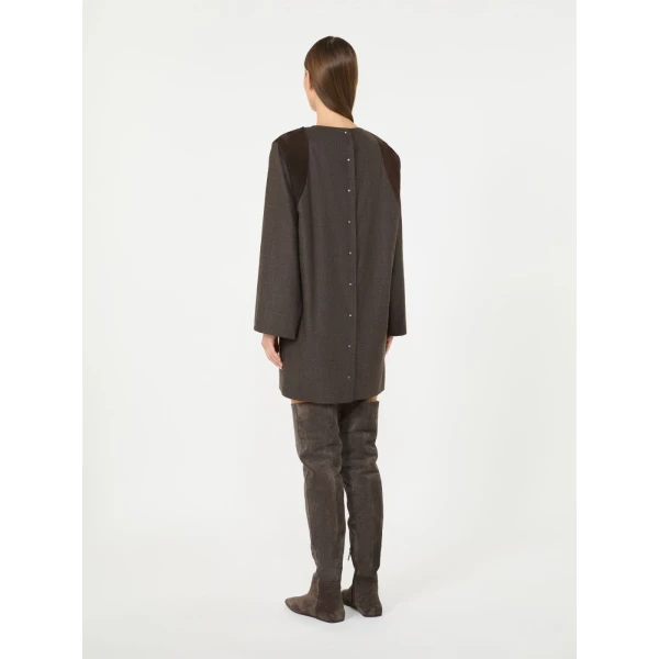 Max Mara Vanesio Wool Flannel Short Dress in Mud | Mini Dresses | Coveti