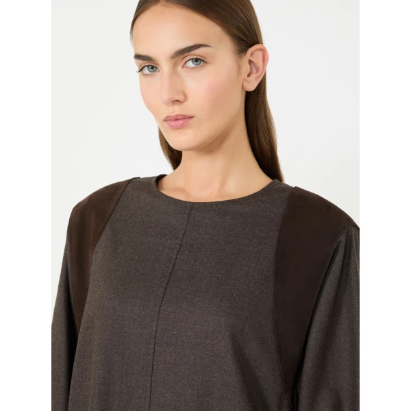 Max Mara Vanesio Wool Flannel Short Dress in Mud | Mini Dresses | Coveti