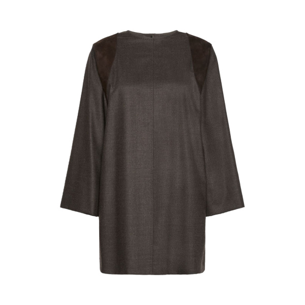 Max Mara Vanesio Wool Flannel Short Dress in Mud | Mini Dresses | Coveti