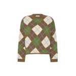 Max Mara Vasaio Wool Argyle Jumper in Marron Glace | Sweaters | Coveti
