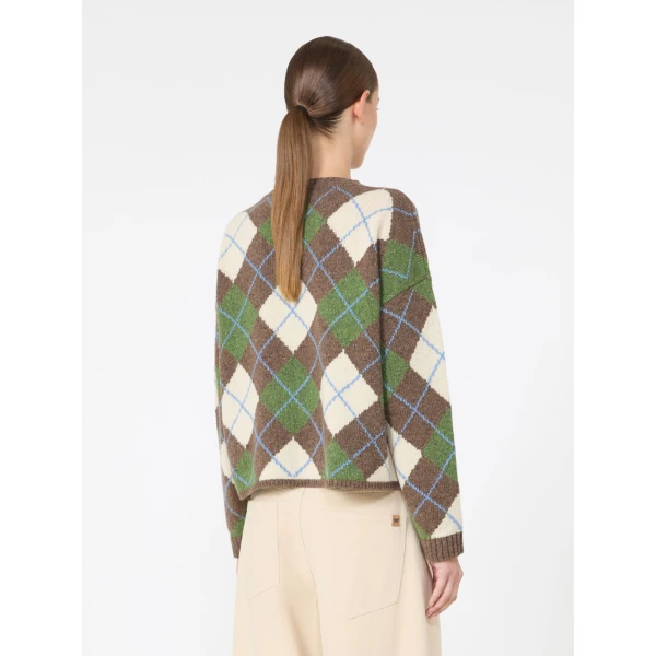 Max Mara Vasaio Wool Argyle Jumper in Marron Glace | Sweaters | Coveti