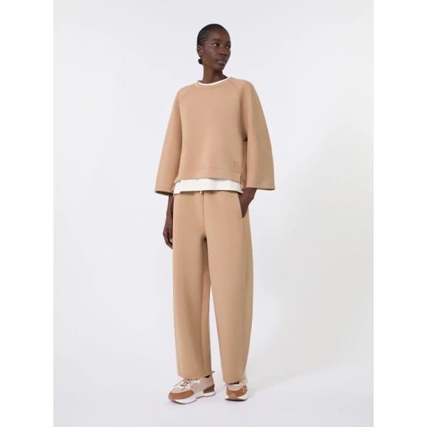 Max Mara Vasto Boxy Scuba Jersey Sweatshirt in Tobacco | Sweaters | Coveti