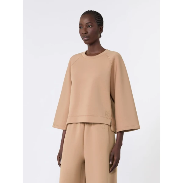 Max Mara Vasto Boxy Scuba Jersey Sweatshirt in Tobacco | Sweaters | Coveti