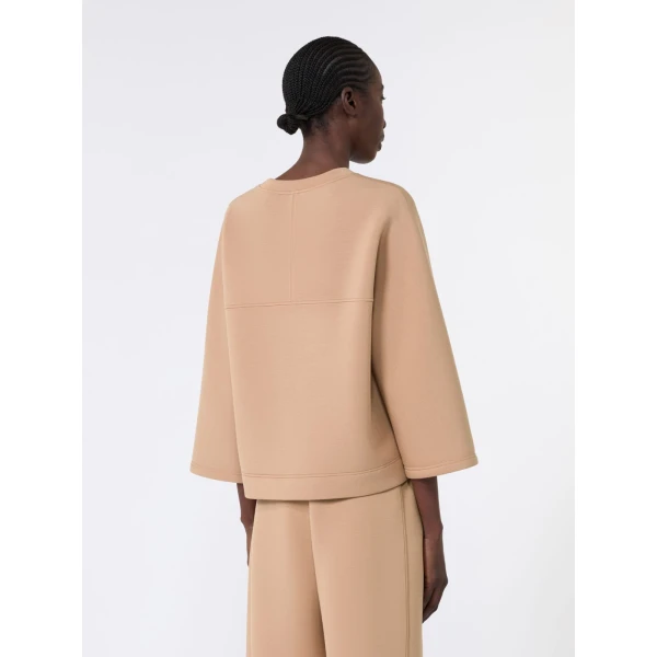 Max Mara Vasto Boxy Scuba Jersey Sweatshirt in Tobacco | Sweaters | Coveti