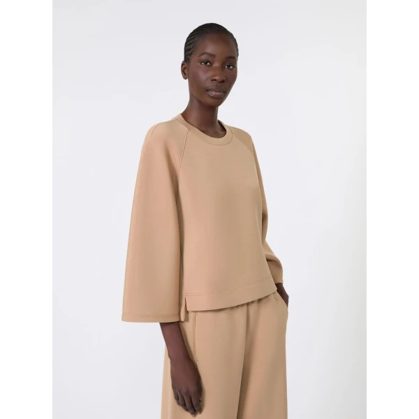 Max Mara Vasto Boxy Scuba Jersey Sweatshirt in Tobacco | Sweaters | Coveti