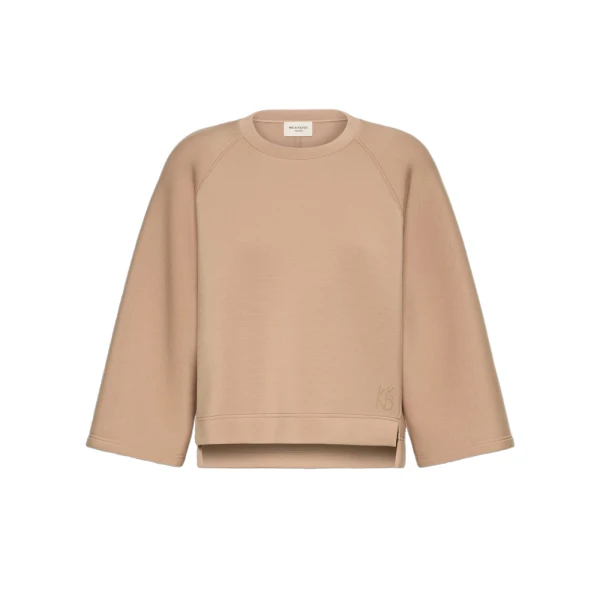 Max Mara Vasto Boxy Scuba Jersey Sweatshirt in Tobacco | Sweaters | Coveti