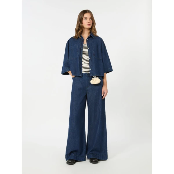 Max Mara Vega Wide-Leg Cotton Denim Jeans in Navy | Denim | Coveti