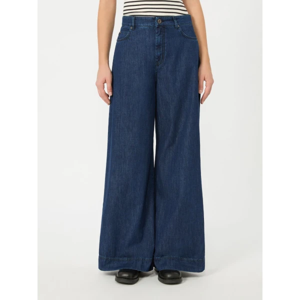 Max Mara Vega Wide-Leg Cotton Denim Jeans in Navy | Denim | Coveti