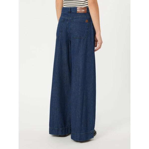 Max Mara Vega Wide-Leg Cotton Denim Jeans in Navy | Denim | Coveti