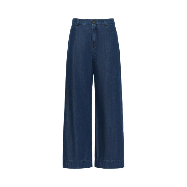 Max Mara Vega Wide-Leg Cotton Denim Jeans in Navy | Denim | Coveti