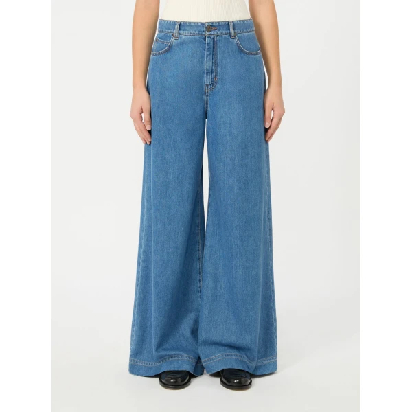 Max Mara Vega Wide-Leg Cotton Denim Jeans in Navy Style 2 | Denim | Coveti