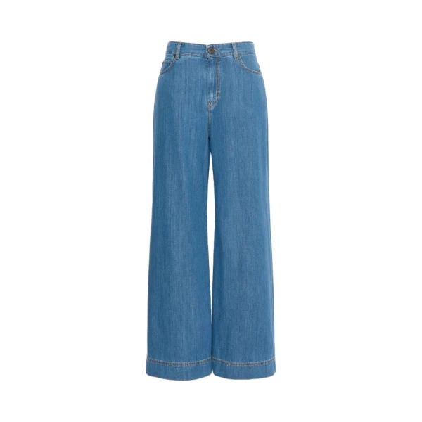 Max Mara Vega Wide-Leg Cotton Denim Jeans in Navy Style 2 | Denim | Coveti