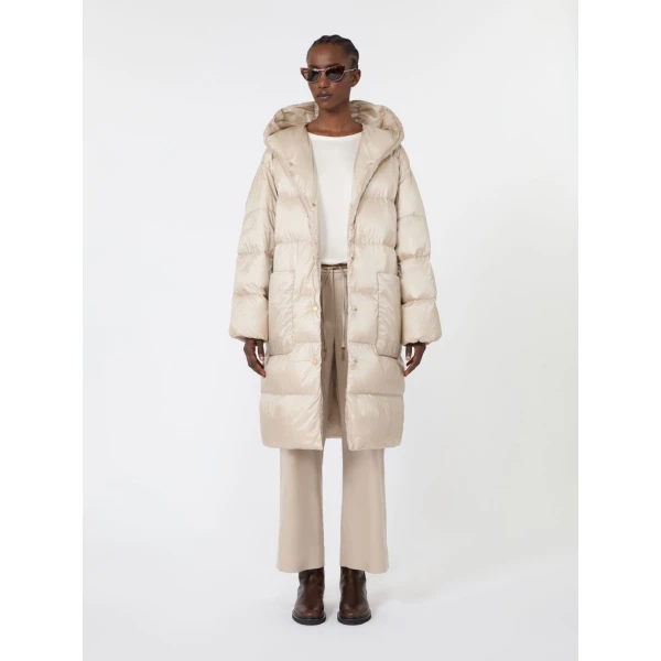 Max Mara Veliero Midi Water-Repellent Puffer Jacket in Natural | Coats | Coveti