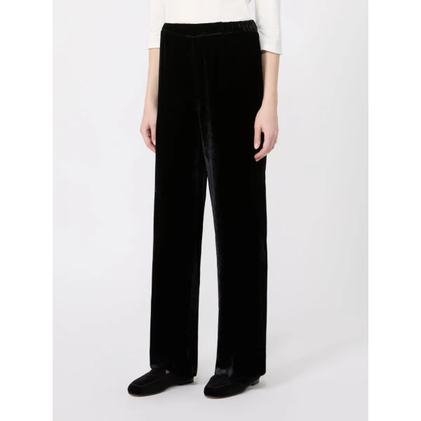 Max Mara Velvet Palazzo Trousers in Black | Wide leg pants | Coveti