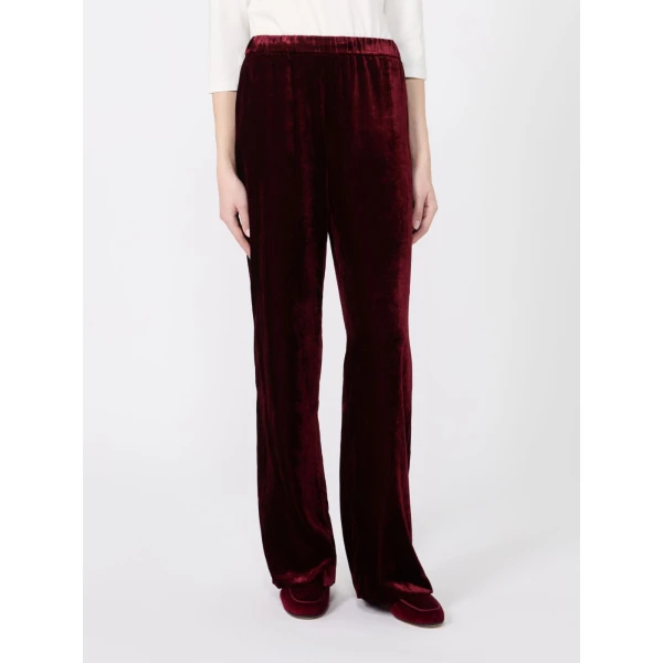 Max Mara Velvet Palazzo Trousers in Bordeaux | Wide leg pants | Coveti