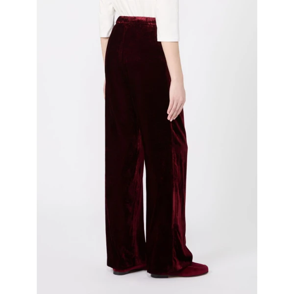 Max Mara Velvet Palazzo Trousers in Bordeaux | Wide leg pants | Coveti