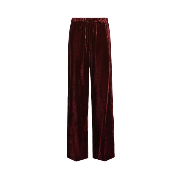 Max Mara Velvet Palazzo Trousers in Bordeaux | Wide leg pants | Coveti
