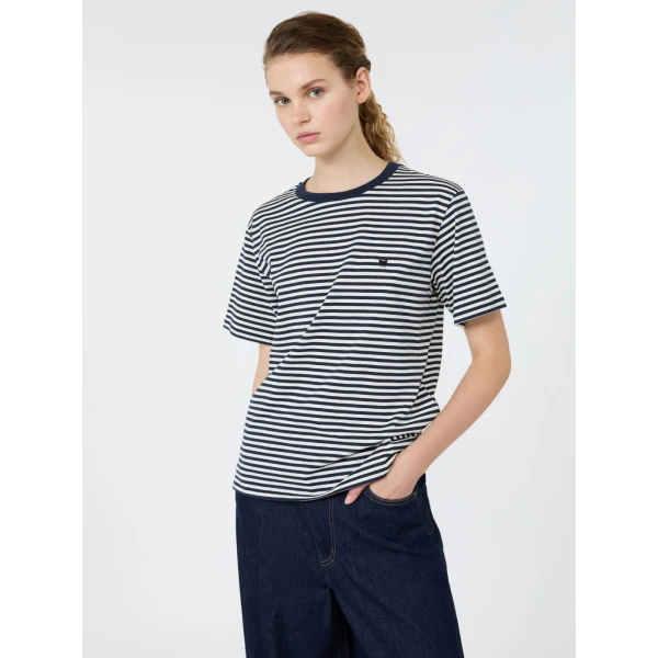 Max Mara Venaco Pure Cotton Jersey T-Shirt in Navy | T-shirts | Coveti