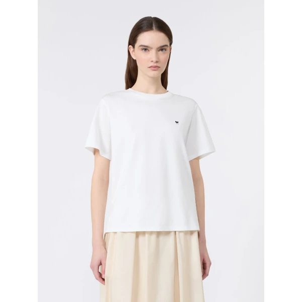 Max Mara Venaco Pure Cotton Jersey T-Shirt in White | T-shirts | Coveti