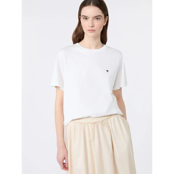Max Mara Venaco Pure Cotton Jersey T-Shirt in White | T-shirts | Coveti