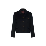 Max Mara Venere Wool, Cashmere and Silk Varsity Jacket in Navy | Blazers | Coveti