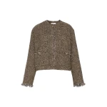 Max Mara Vento Wool Blend Boucle Boxy Jacket in Brown | Blazers | Coveti
