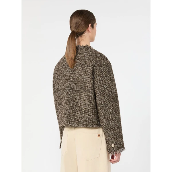 Max Mara Vento Wool Blend Boucle Boxy Jacket in Brown | Blazers | Coveti