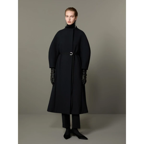 Max Mara Verbena Wool and Cashmere Redingote Coat in Black | Wool Coat | Coveti