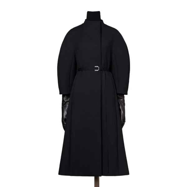 Max Mara Verbena Wool and Cashmere Redingote Coat in Black | Wool Coat | Coveti