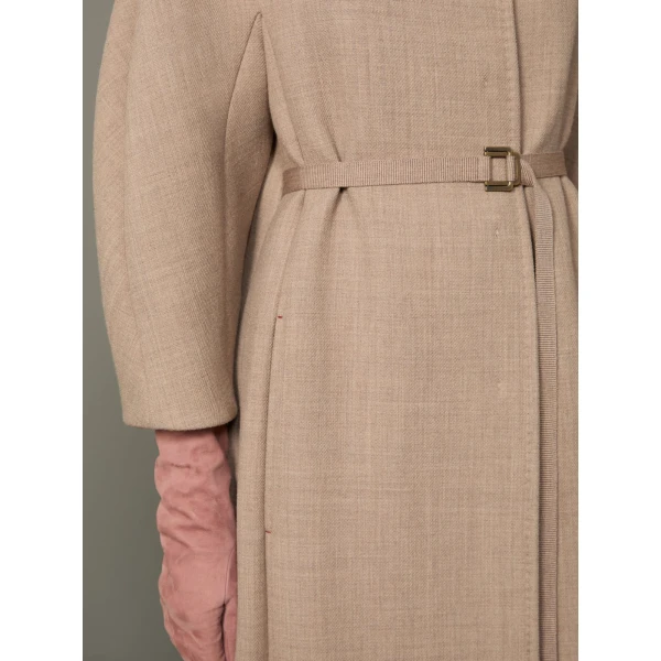 Max Mara Verbena Wool and Cashmere Redingote Coat in Turtledove | Wool Coat | Coveti