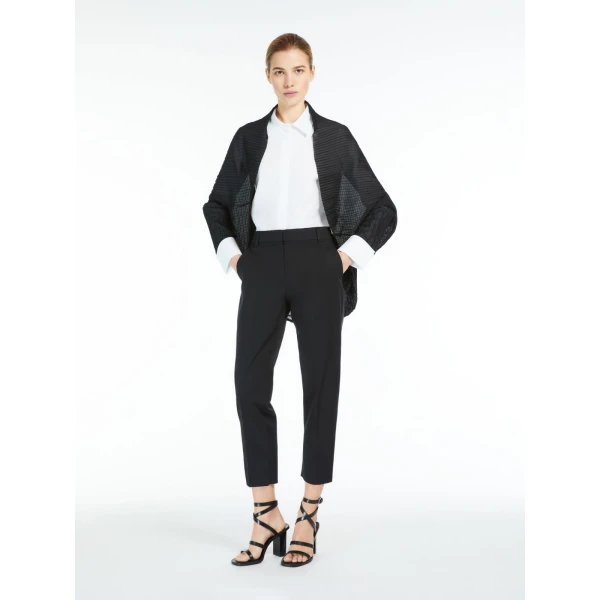 Max Mara Vesuvio Pleated Fabric Shrug in Black | Jackets | Coveti