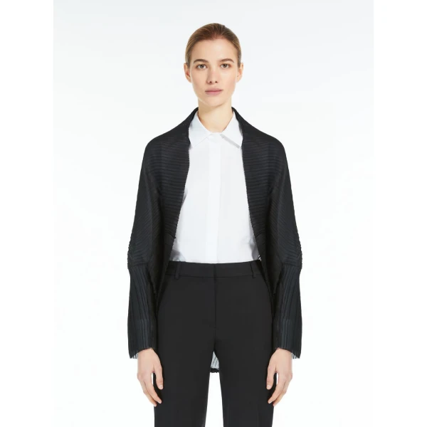 Max Mara Vesuvio Pleated Fabric Shrug in Black | Jackets | Coveti