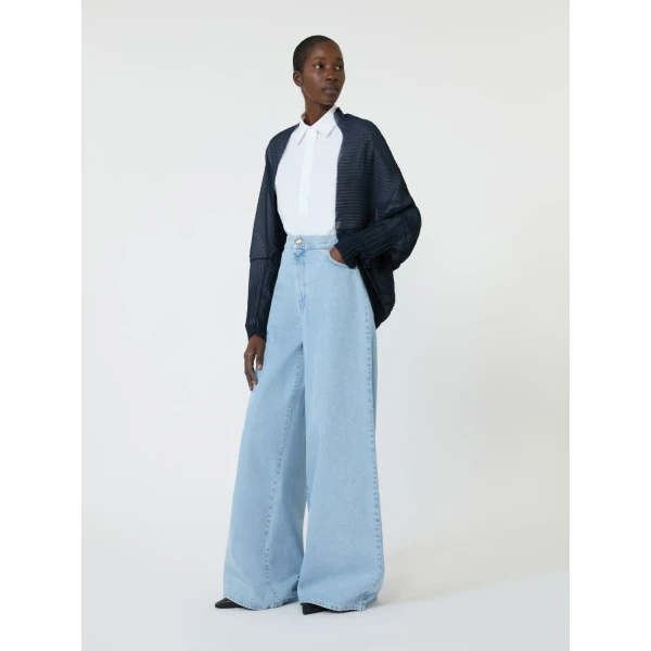 Max Mara Vesuvio Pleated Fabric Shrug in Midnight Blue | Jackets | Coveti