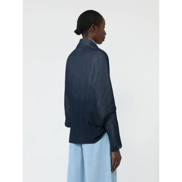 Max Mara Vesuvio Pleated Fabric Shrug in Midnight Blue | Jackets | Coveti