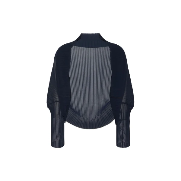 Vesuvio Pleated Fabric Shrug in Midnight Blue