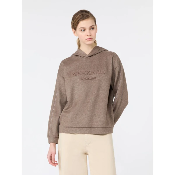 Max Mara Vetrino Jersey Drap Hooded Sweatshirt in Marron Glace | Sweaters | Coveti