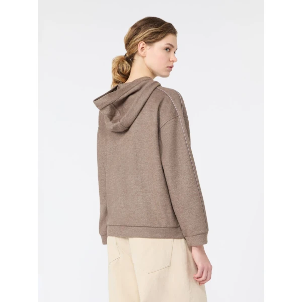 Max Mara Vetrino Jersey Drap Hooded Sweatshirt in Marron Glace | Sweaters | Coveti