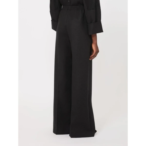 Max Mara Vetrino Wool Flannel Wide-Leg Trousers in Dark Grey | Wide leg pants | Coveti
