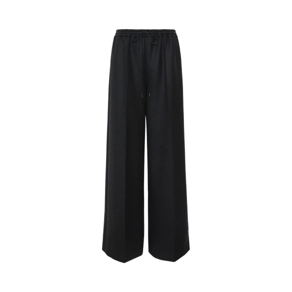 Max Mara Vetrino Wool Flannel Wide-Leg Trousers in Dark Grey | Wide leg pants | Coveti