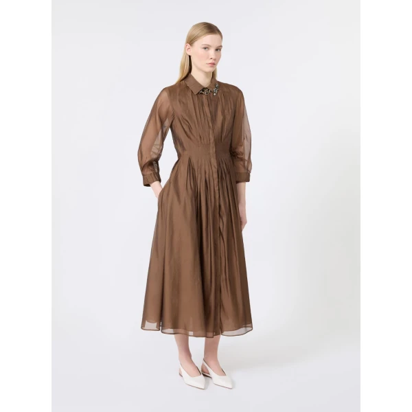 Max Mara Vetro Organza Shirt Dress in Honey | Shirtdress | Coveti