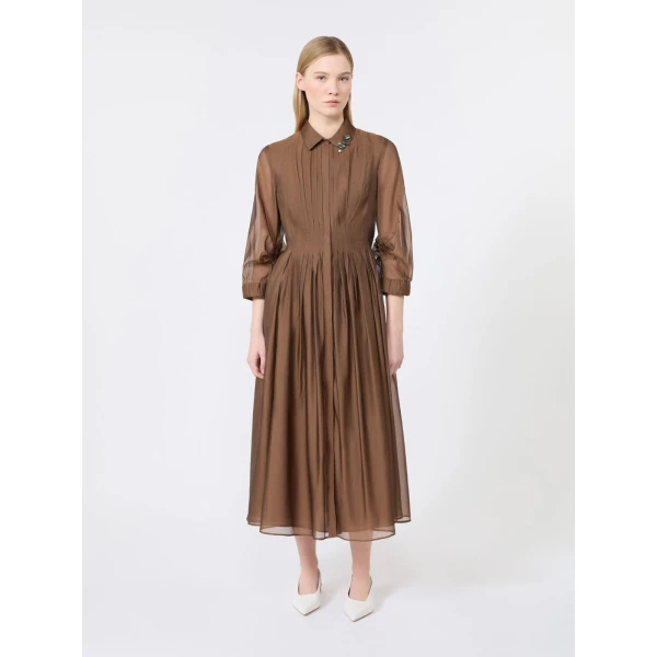Max Mara Vetro Organza Shirt Dress in Honey | Shirtdress | Coveti