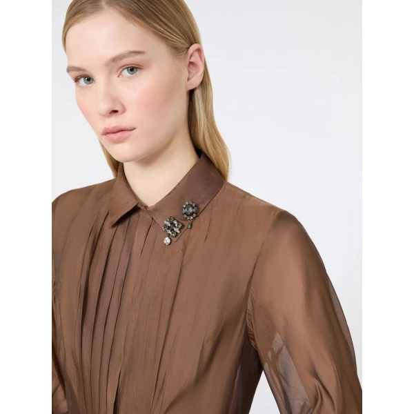 Max Mara Vetro Organza Shirt Dress in Honey | Shirtdress | Coveti