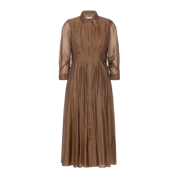 Max Mara Vetro Organza Shirt Dress in Honey | Shirtdress | Coveti