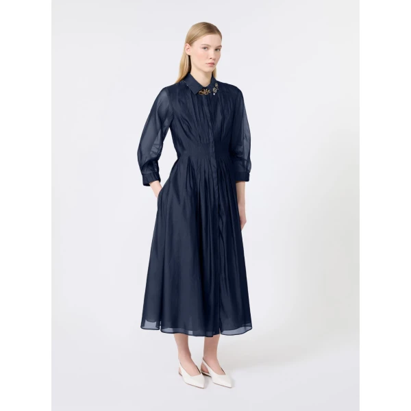 Max Mara Vetro Organza Shirt Dress in Ultramarine | Shirtdress | Coveti
